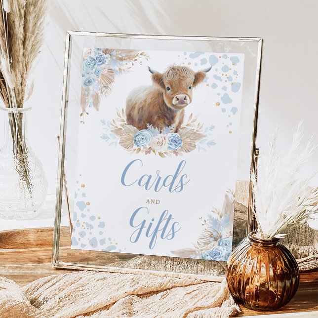 Póster Boho Blue Highland Cow Cards & Gifts Rótulo (Subido por el creador)