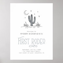 Boho Blue Moderno Primer Rodeo de los Niños Cumple