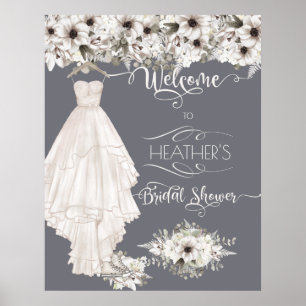 Póster Boho Boda Vestido Casual Watercolor Bridal Shower