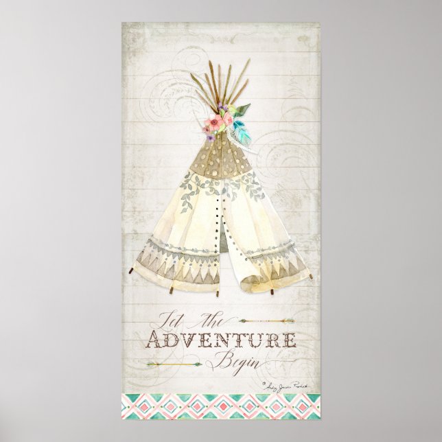 Póster Boho Boheme Deja que comience la aventura Teepee M (Frente)