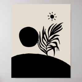 Póster boho bohemian floral sun moon