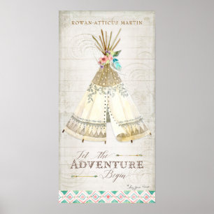 Póster Boho Bohemiando Comienza la Aventura Camiseta Tipi