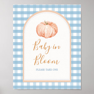 Póster Boho Boho Blue Gingham Baby en Bloom Rótulo