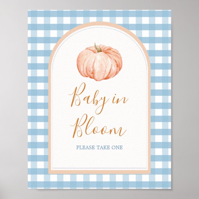 Póster Boho Boho Blue Gingham Baby en Bloom Rótulo (Frente)