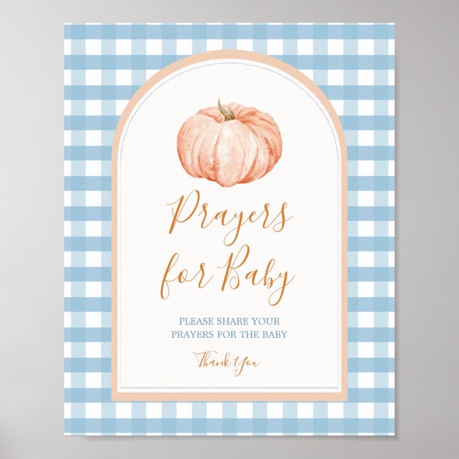 Póster Boho Boho Blue Gingham Prayers para el Rótulo infa (Frente)