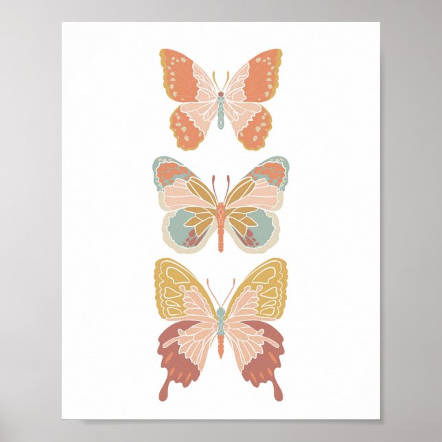 Póster Boho Bold Butterfly Butterflies Chica Nursery Art (Frente)