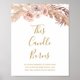 Póster Boho Botanical   Ivory This Candle Burns Boda
