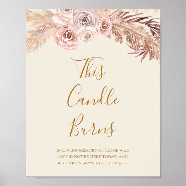 Póster Boho Botanical | Ivory This Candle Burns Boda (Frente)