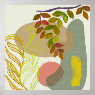 Póster Boho Botánico Amarillo Verde