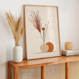 Póster Boho botánico de planta y vase