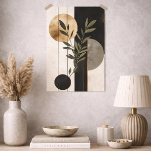 Póster Boho Botánico Geométrico Mínimo de Lujo Negro Dora