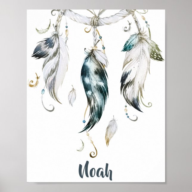 Póster Boho Boy Feather Dream Catcher Wall Art (Frente)