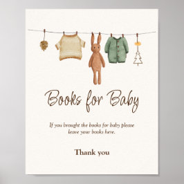 Póster Boho Boy viste libros de Baby Shower para Rótulo d