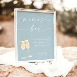 Póster Boho Bridal Shower Mimosa Bar Rótulo | Azul agitad<br><div class="desc">Este Rótulo Mimosa Bar cuenta con una caligrafía minimalista muy moderna,  perfecta para ver en su ducha o en la estación de eventos. El texto y los colores de fondo son completamente editables —> haga clic en el botón "Personalizar más adelante" para editar!</div>