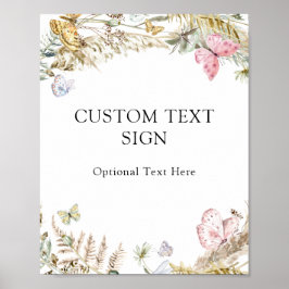 Póster Boho Butterflies Personalizado Rótulo de texto