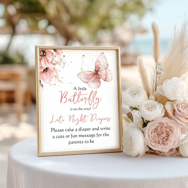 Póster Boho Butterfly Floral Pink Girl Baby Shower Game (Subido por el creador)