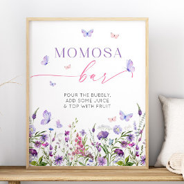 Póster Boho Butterfly Wildflower Baby Shower Momosa Bar