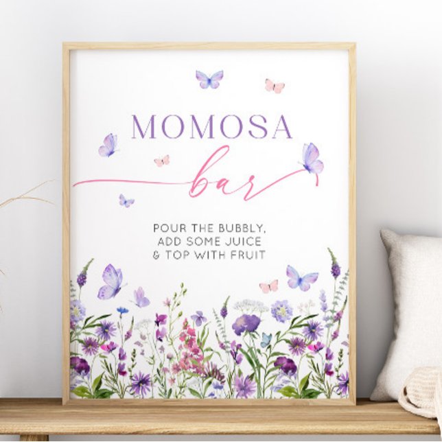 Póster Boho Butterfly Wildflower Baby Shower Momosa Bar (Boho Butterfly Wildflower Baby Shower Momosa Bar Poster)