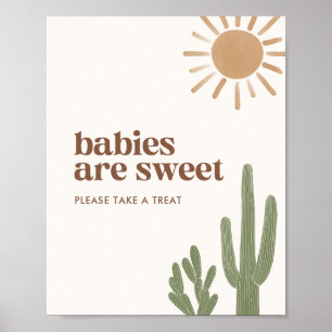Póster Boho Cactus Baby Shower Los bebés son Rótulo dulce