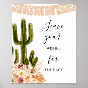 Póster Boho Cactus Baby Shower quiere Rótulo para bebés