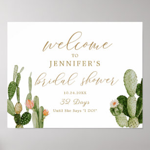 Póster Boho Cactus Desert Bridal Shower Poster de bienven