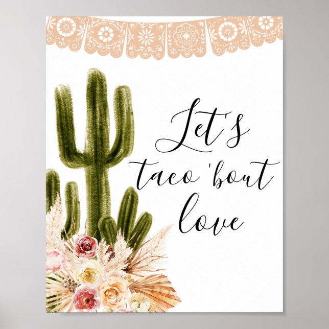 Póster Boho Cactus Let's Taco 'acerca del Rótulo de amor (Frente)