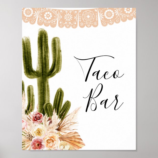 Póster Boho Cactus Taco Bar Taco sobre el Rótulo Amor (Frente)
