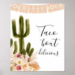 Póster Boho Cactus Taco 'Bout delicioso Rótulo
