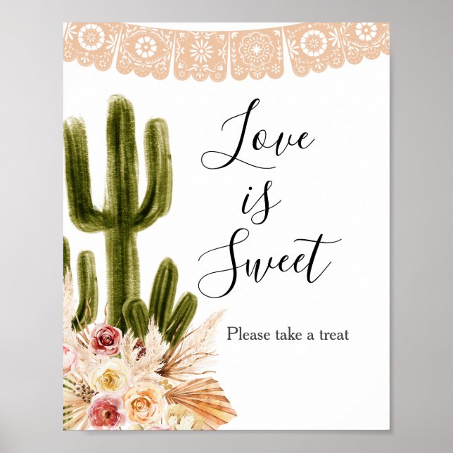Póster Boho Cactus Taco Bout Love is Sweet Letrero (Frente)