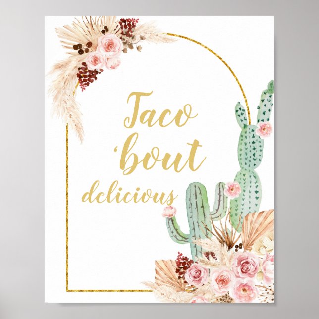 Póster Boho Cactus Taco está delicioso (Frente)