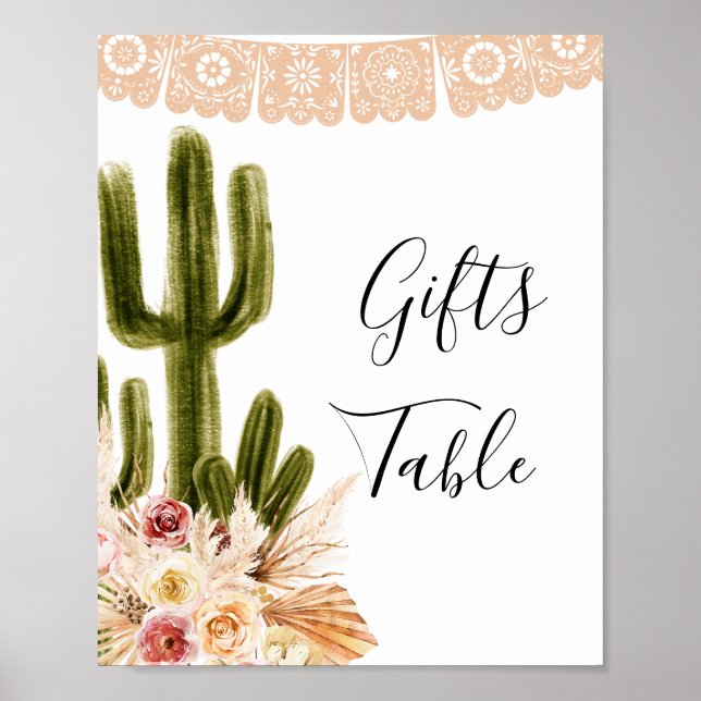 Póster Boho Cactus Taco sobre la mesa de regalos de amor (Frente)