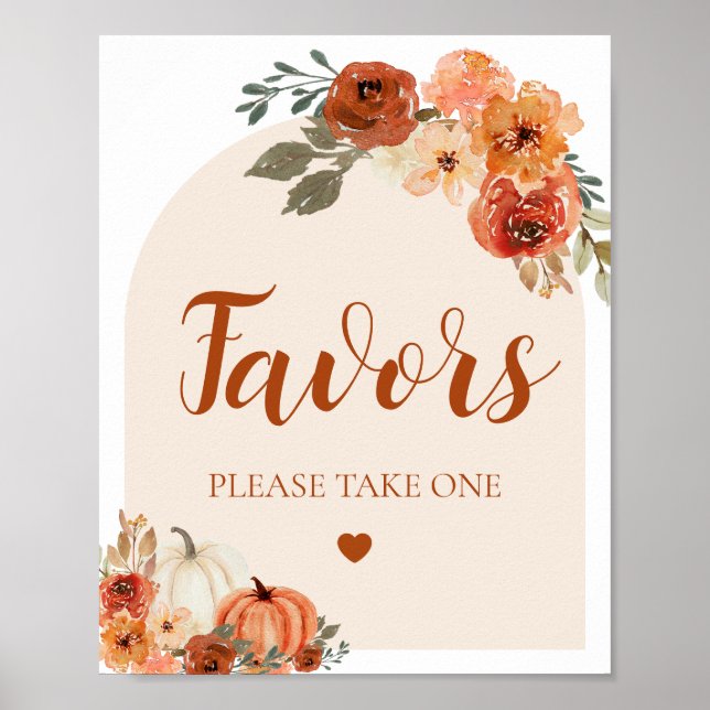 Póster Boho Cae Un Pequeño Calabaza Baby Shower Favor Rót (Frente)