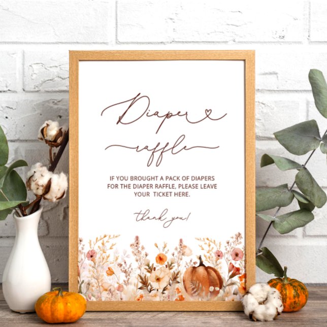 Póster Boho Calabaza Caída Floral Baby Shower Diaper Raff (Subido por el creador)