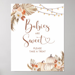 Póster Boho Calabaza Rustica Cae en el Amor Los bebés son