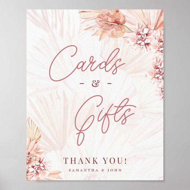 Póster Boho Cards and Gifts Pampas Grass Table Boda (Frente)