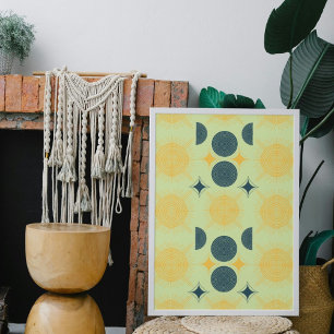 Póster Boho Celestial Sun Moon Mint