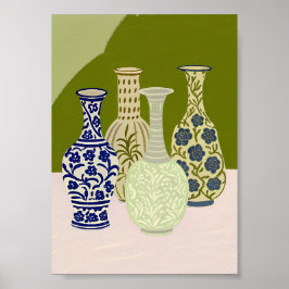 Póster Boho Ceramic Vase Collection Art Poster Five 