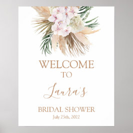 Póster Boho chic Dried Palms Bridal Welcome sign