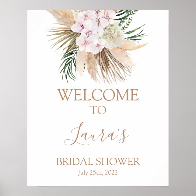 Póster Boho chic Dried Palms Bridal Welcome sign (Frente)