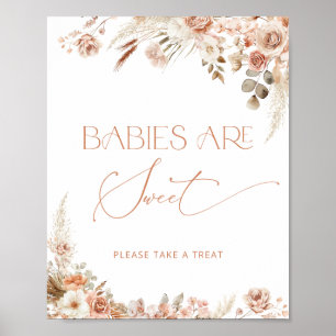 Póster Boho Chic Floral Babies are Sweet