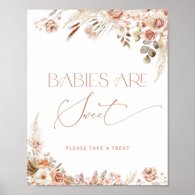Póster Boho Chic Floral Babies are Sweet  (Frente)