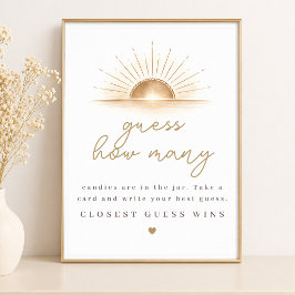 Póster Boho Chic Sol Neutral Adivina Cuántos en el Baby S