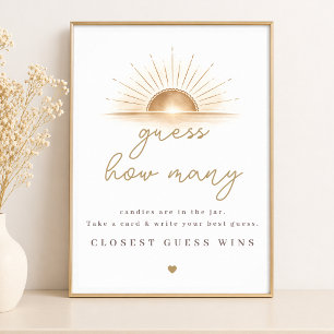 Póster Boho Chic Sol Neutral Adivina Cuántos en el Baby S