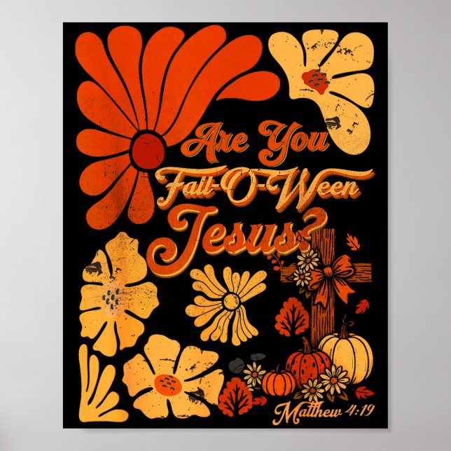Póster Boho Christian Fall Thanksgiving Are You Fall-o-we (Frente)