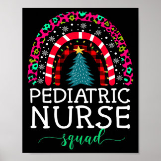 Póster Boho Christmas Leopard Rainbow Pediatric Nurse Squ