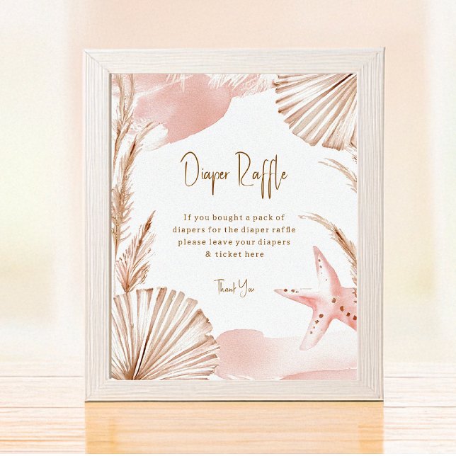 Póster Boho Coastal Diaper Raffle Baby Shower Poster (Subido por el creador)