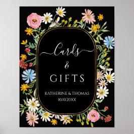 Póster Boho Corona Floral Chic Tarjetas de Flores Silvest