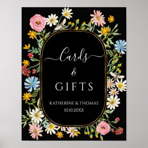 Póster Boho Corona Floral Chic Tarjetas de Flores Silvest