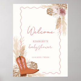 Póster Boho Cowgirl Boots Bienvenidos a Baby Shower en Pa
