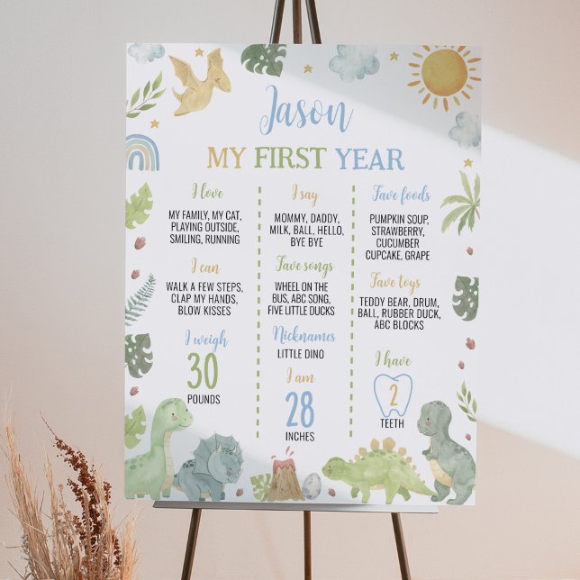 Póster Boho Cute Dinosaurs Primer Rótulo de cumpleaños (Subido por el creador)